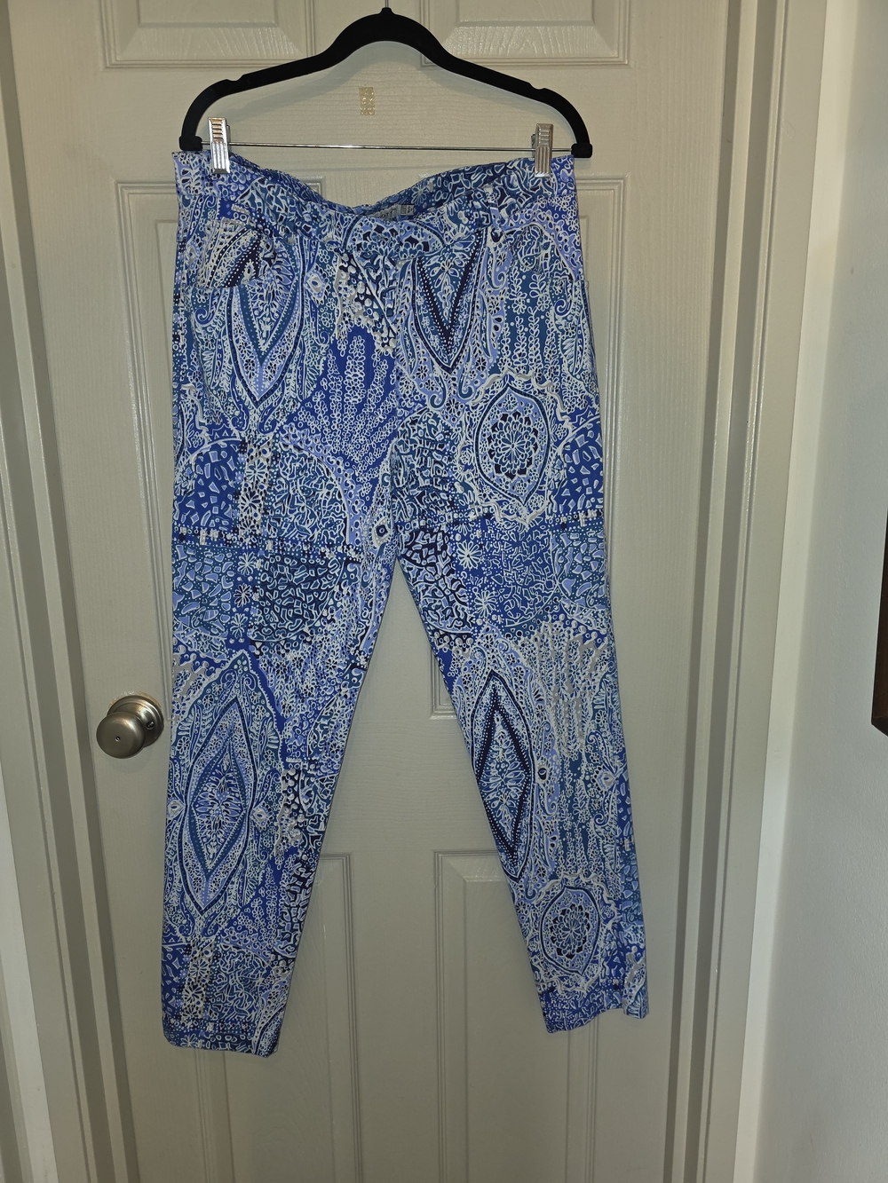 Gretchen Scott Designs Blue & White Paisley Straight-Leg Jeans XXL
